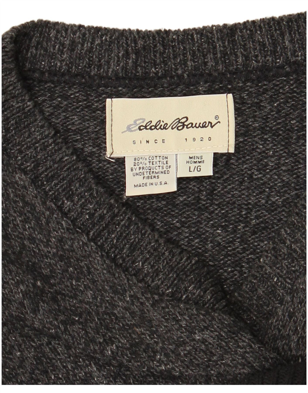EDDIE BAUER Pull col V pour homme en coton color block Gris Taille L