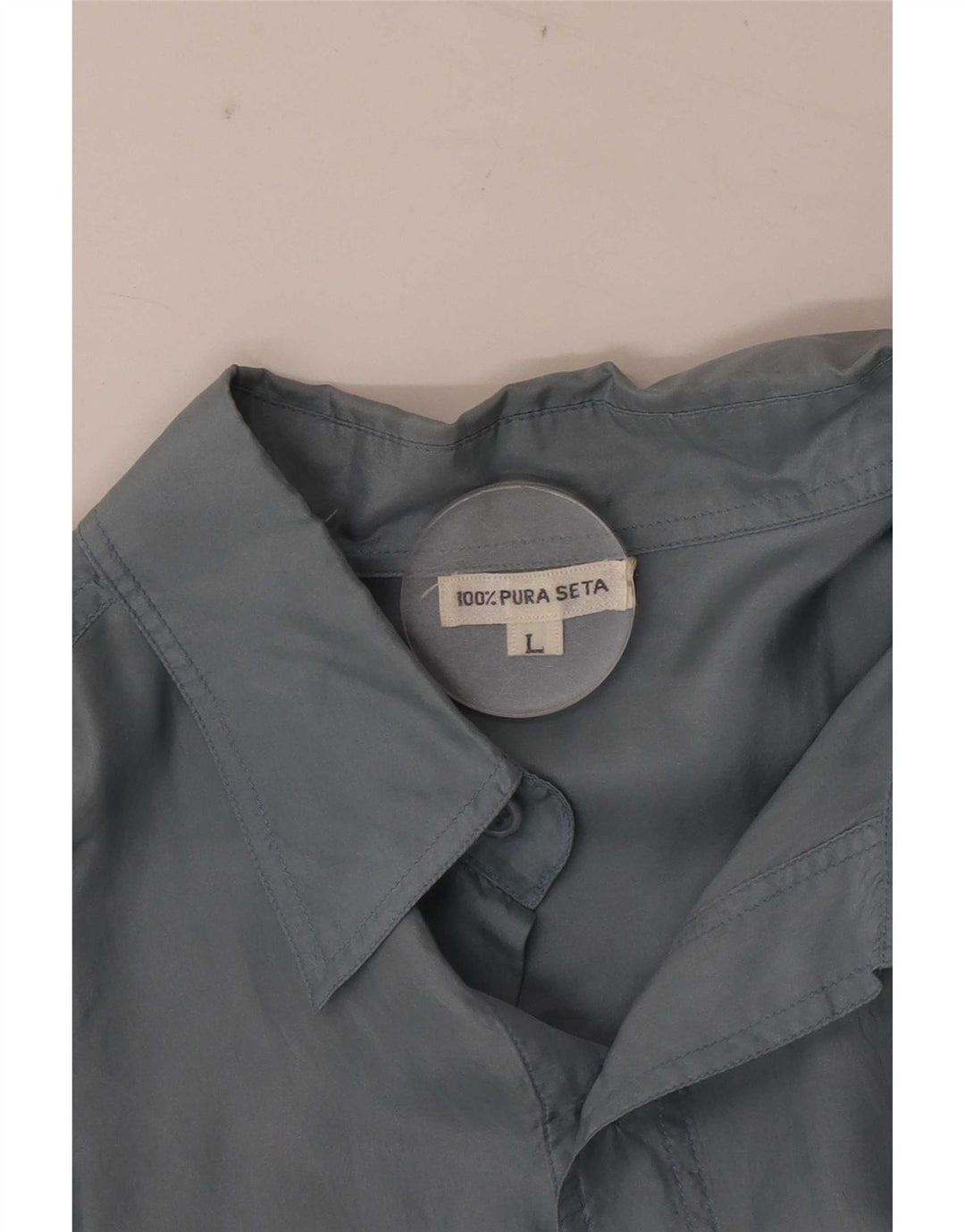 vintage Chemise à manches courtes pour hommes Grande soie bleue