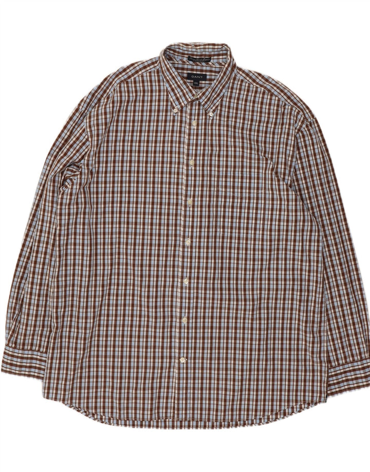 Gant Chemise Regular Fit Homme 3XL Coton à Carreaux Marron
