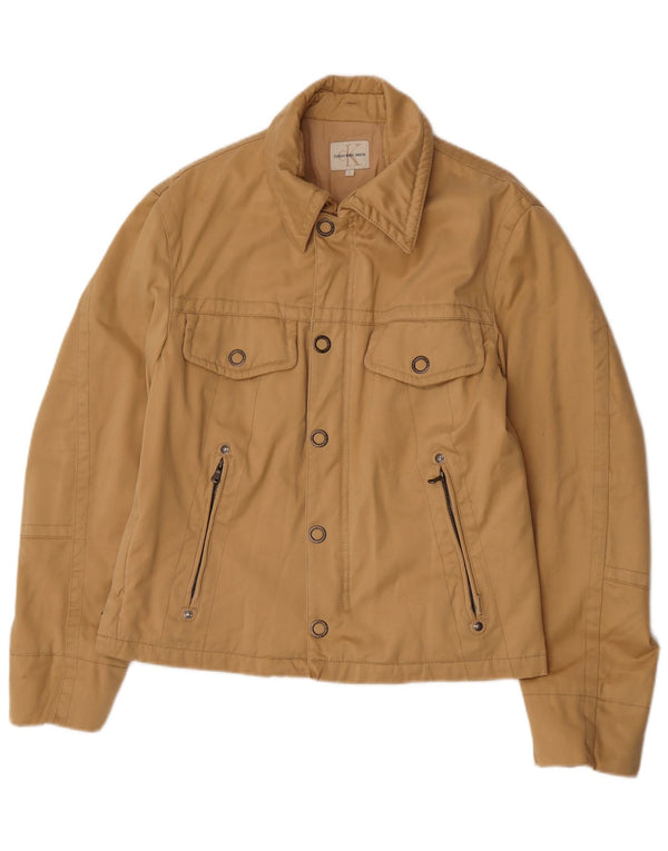 Calvin Klein Jeans Veste utilitaire pour femme UK 14 Grand coton beige
