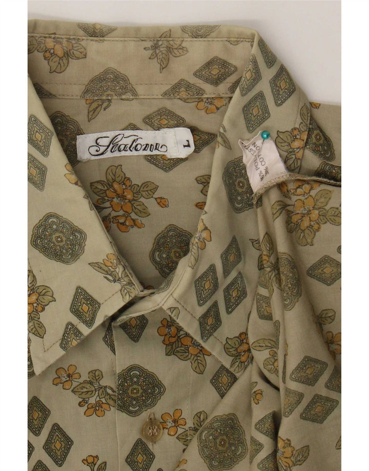 Chemise Homme Vintage Grand Polyester Floral Kaki