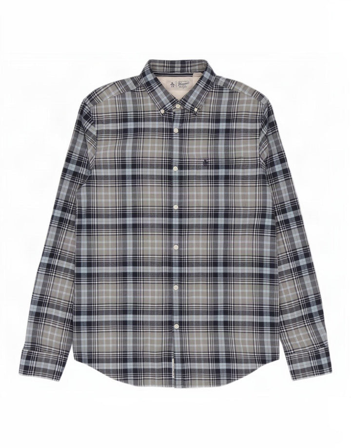 Penguin Chemise en Flanelle Homme Grand Carreau Bleu Coton