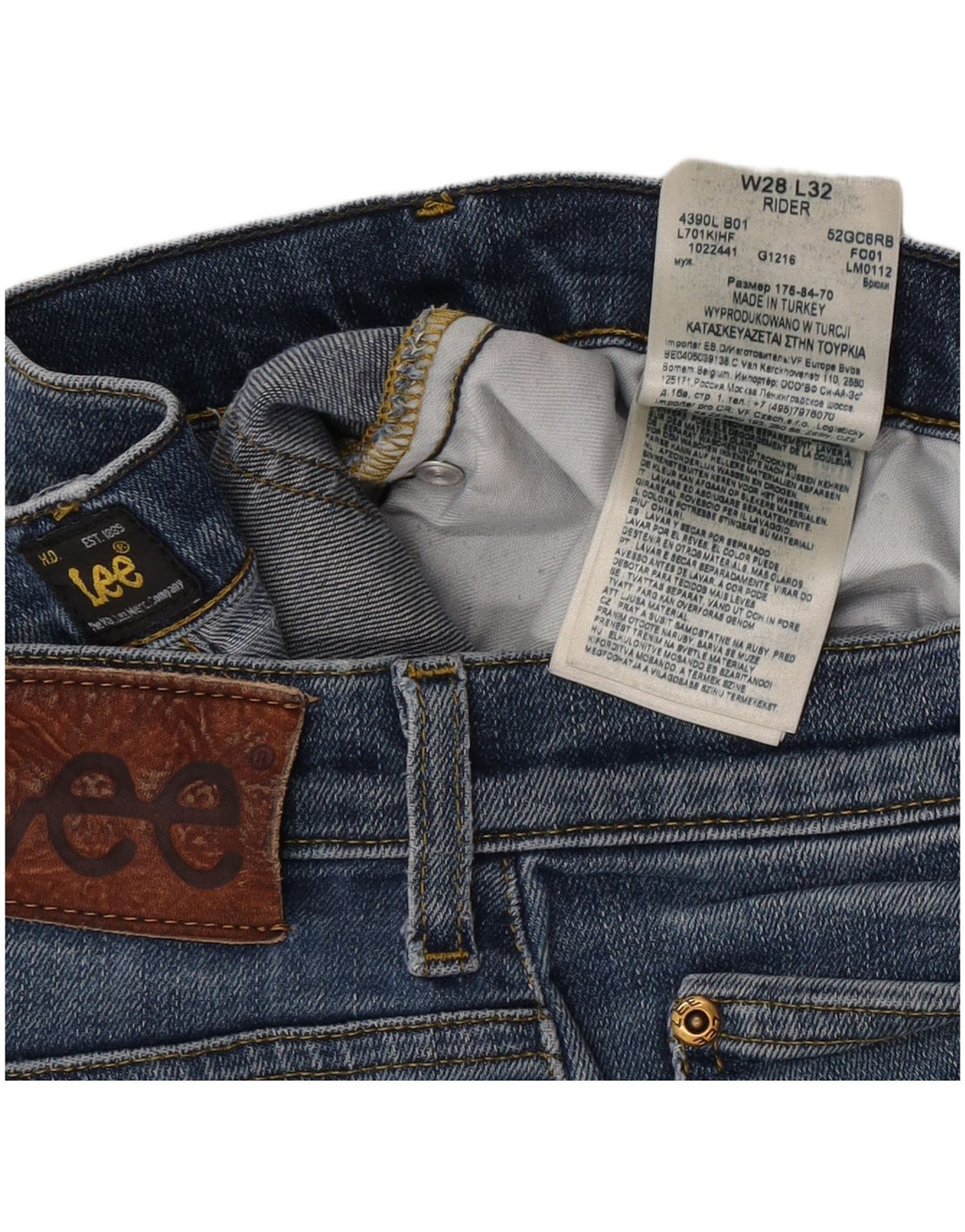 Lee Jean Slim Rider Femme W28 L32 Bleu Coton