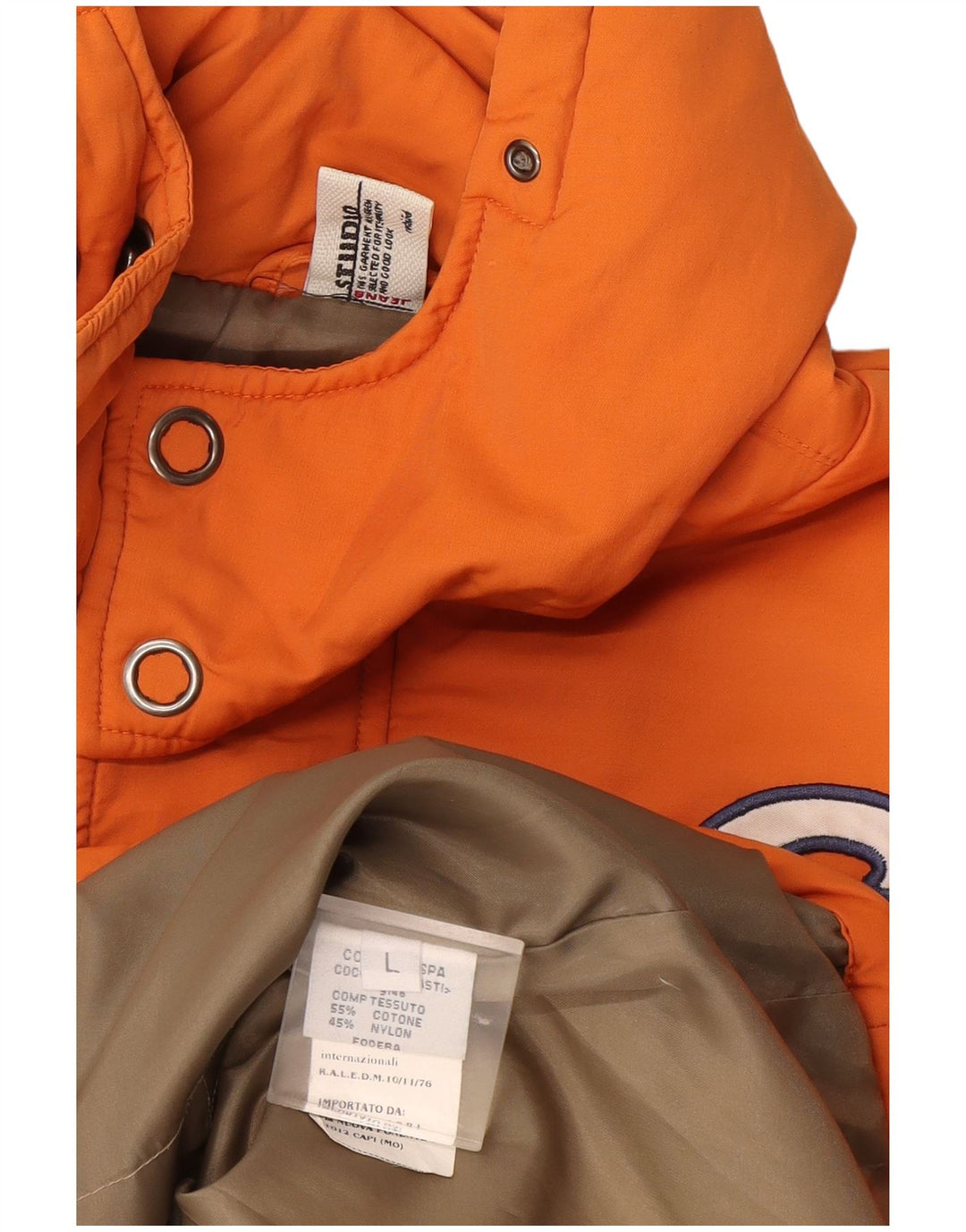Studio Veste matelassée à capuche graphique pour homme UK 40 Large Orange Coton