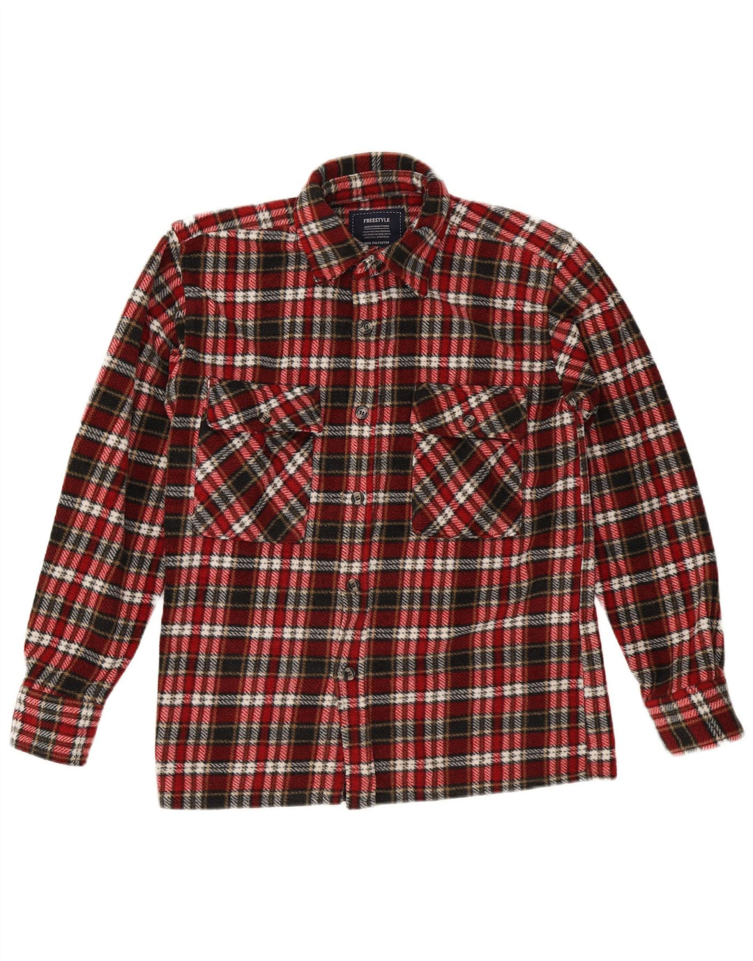 Chemise en flanelle pour hommes Vintage, Polyester à carreaux rouge moyen