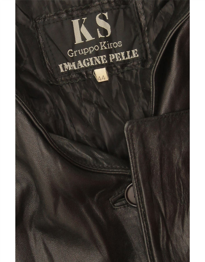 KIROS Womens Leather Coat IT 44 Medium Black Leather Vintage Kiros and Second-Hand Kiros from Messina Hembry 