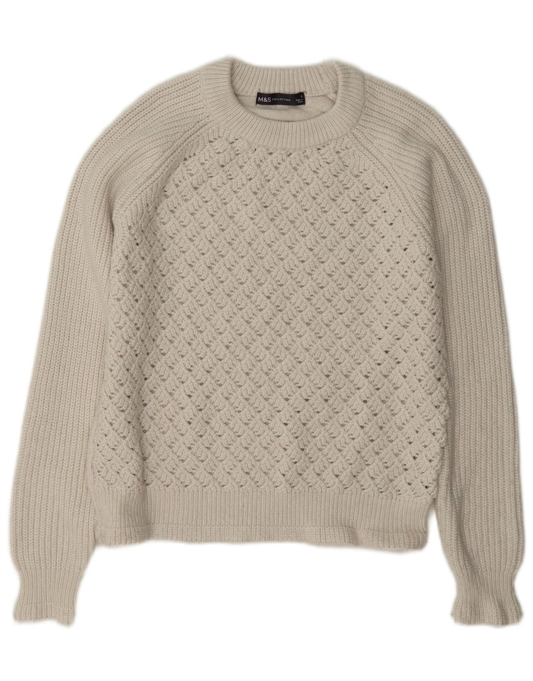 Marks & Spencer Pull surdimensionné à col rond pour femme UK 10 Petit Blanc