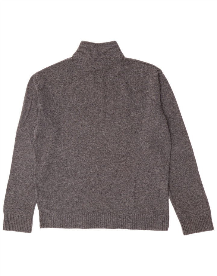 Marks & Spencer Pull à col zippé pour homme en laine d'agneau mouchetée gris moyen
