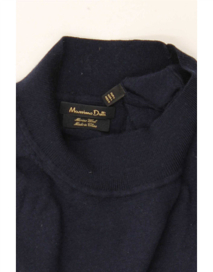 Massimo Dutti Pull col roulé pour homme en laine mérinos bleu marine