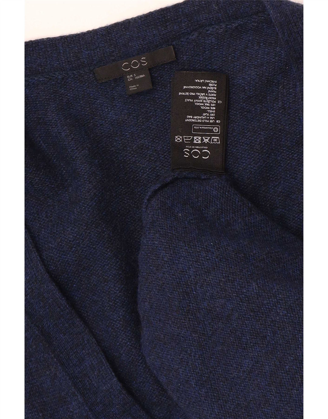 Cos Cardigan long surdimensionné pour femme UK 10 Petite laine bleu marine
