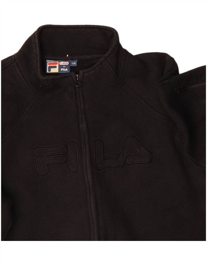 FILA Veste de survêtement graphique pour femme UK 16 Large Noir Coton