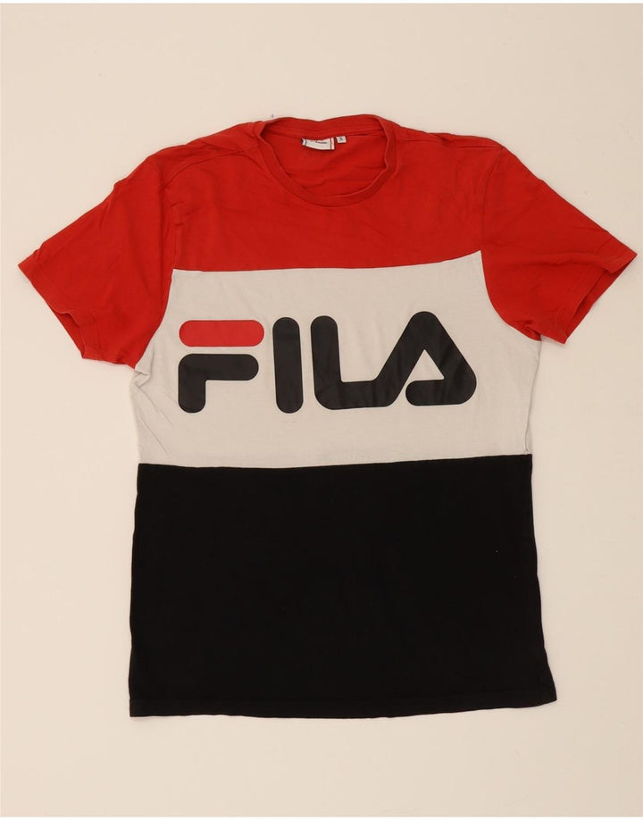 FILA Mens Graphic T-Shirt Top Small Multicoloured Colourblock Vintage Fila and Second-Hand Fila from Messina Hembry 