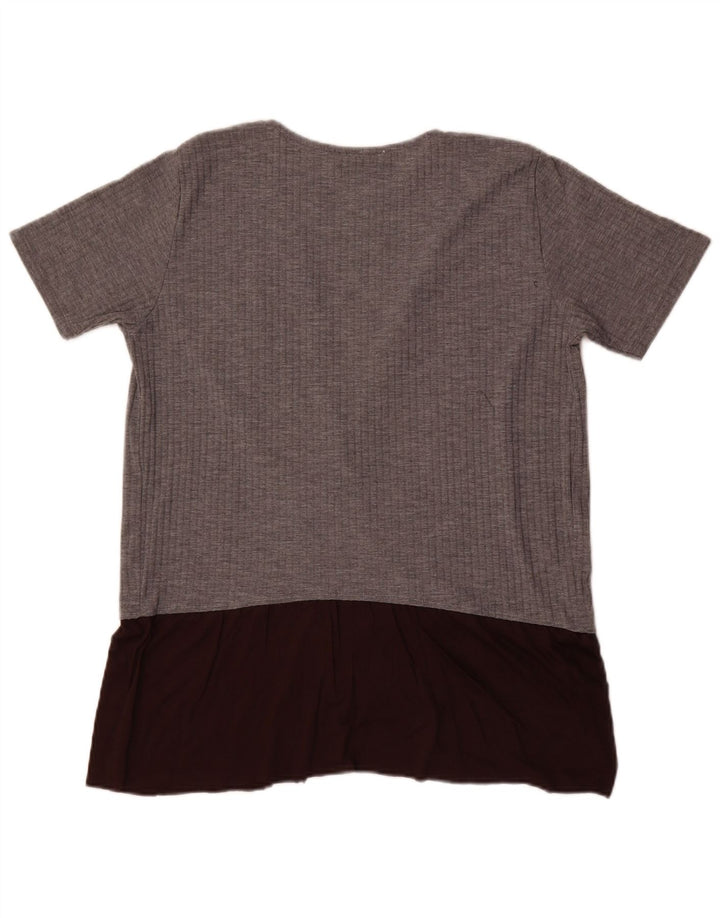 Zara Womens Blouse Top UK 16 Large Gris Colorblock