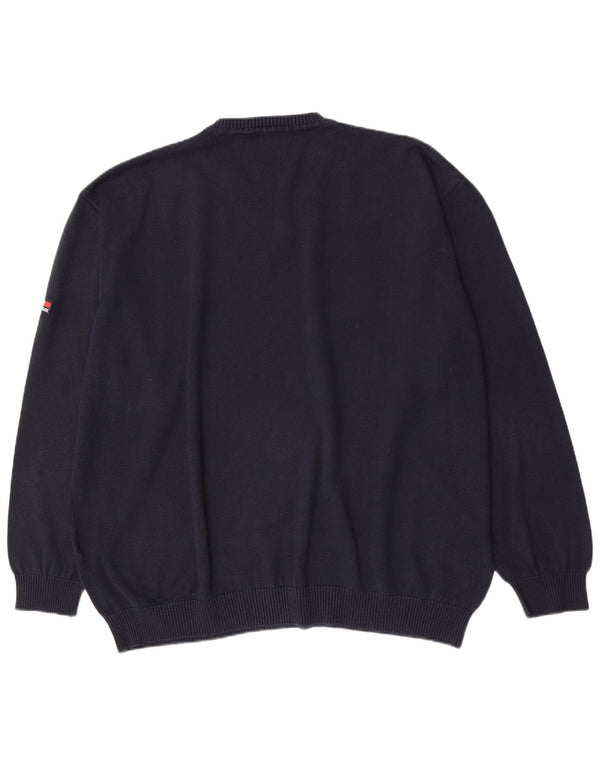 Navigare Pull col V homme 5XL bleu marine coton