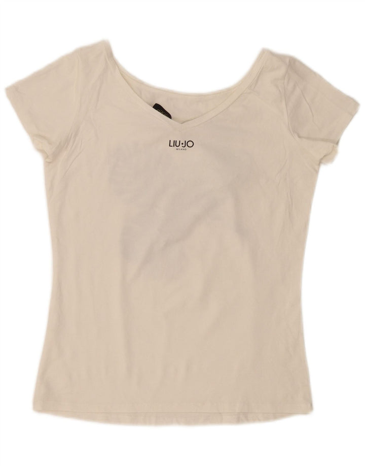 Liu Jo T-shirt graphique pour femme UK 14 Blanc moyen
