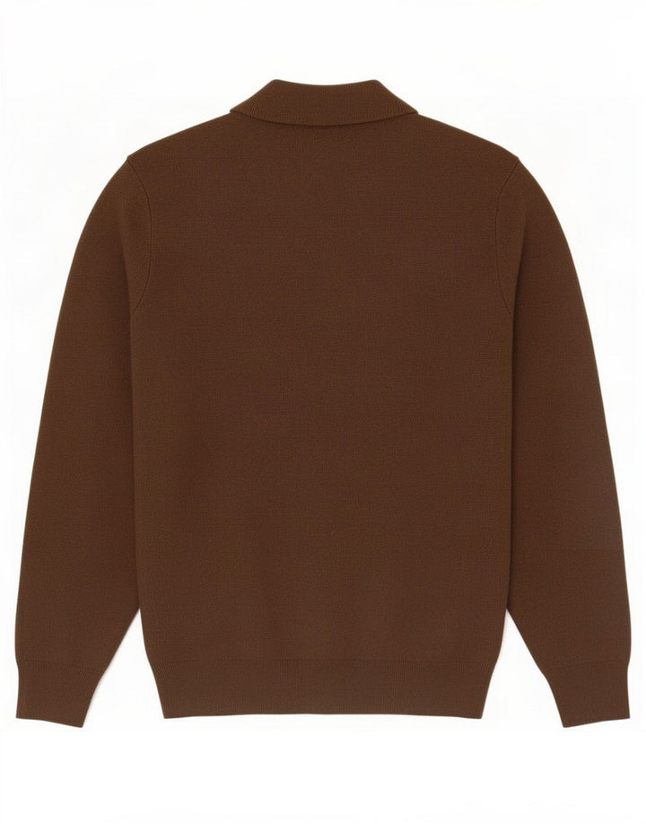 Zara Pull Col Zippé Homme Marron Moyen Coton