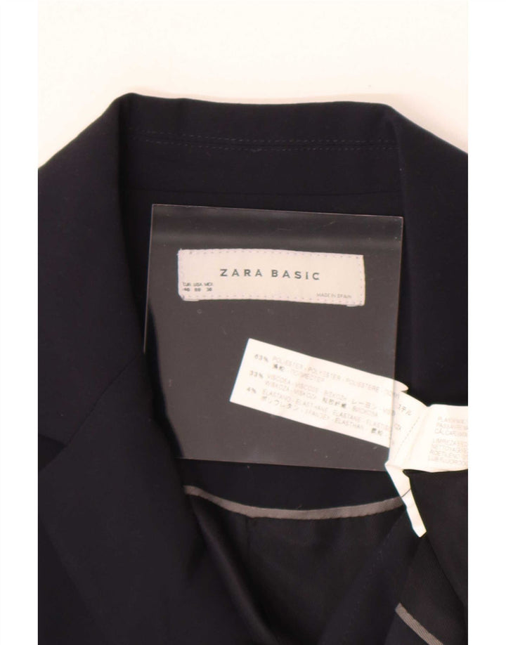 Zara Veste Blazer 1 Bouton Femme EU 40 Bleu Marine Moyen Polyester