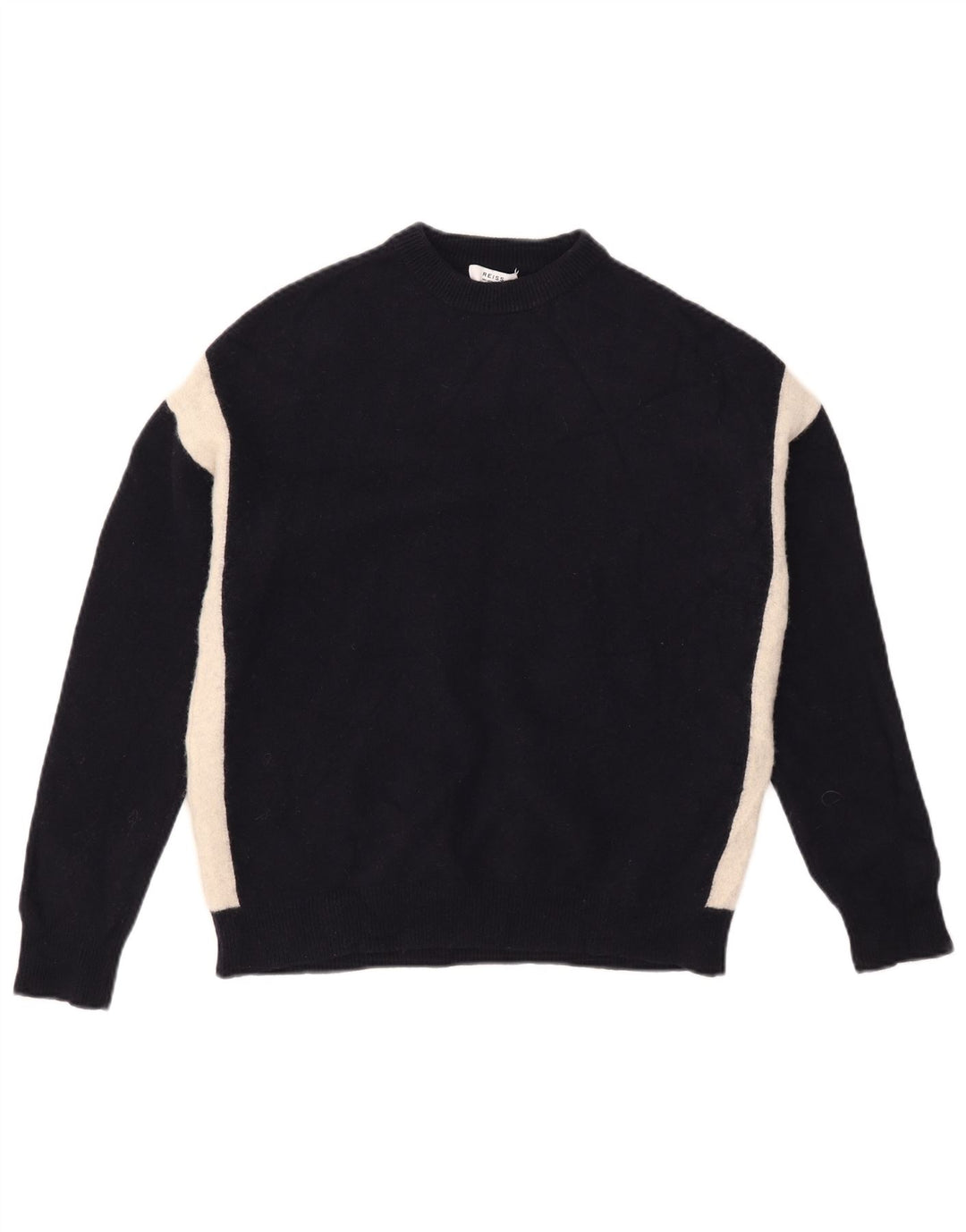 Reiss Pull Col Rond Homme Bleu Marine Moyen Laine Colorblock