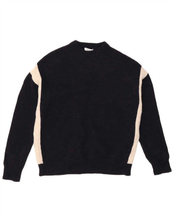 Reiss Pull Col Rond Homme Bleu Marine Moyen Laine Colorblock