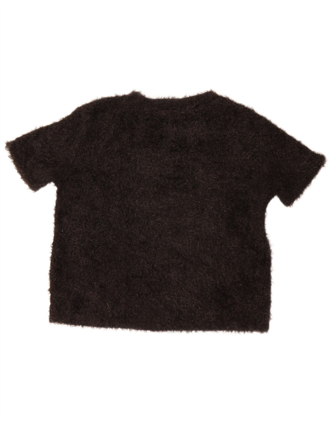 Zara Femmes Crop Blouse Top UK 14 Moyen Noir Polyester