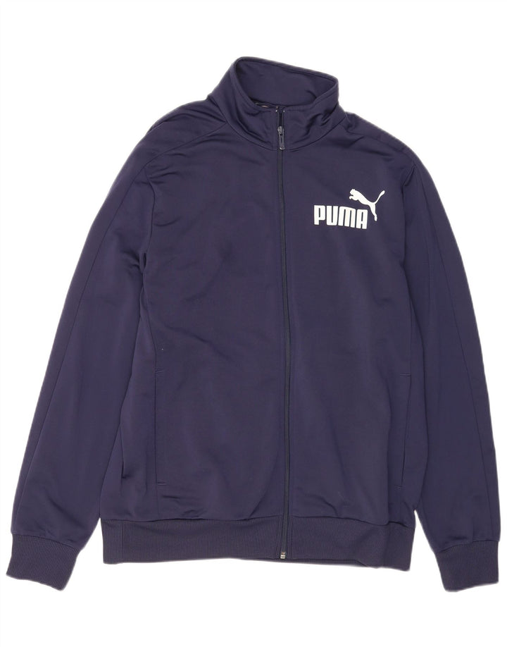 PUMA Veste de survêtement graphique pour hommes, grande taille, bleu marine, polyester