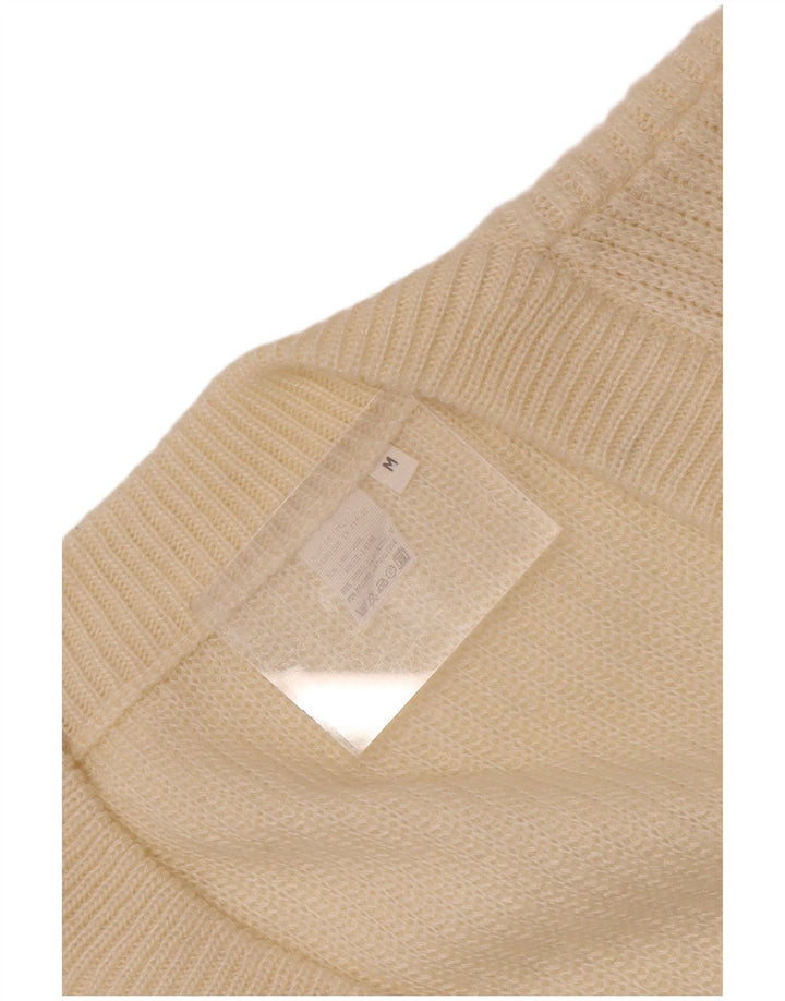 vintage Mens Cardigan Pull Moyen Blanc Fair Isle