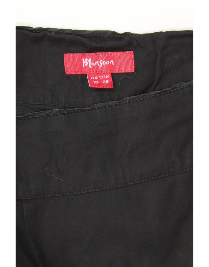 MONSOON Jupe trapèze à motif abstrait pour femme UK 10 Small W30 Coton noir