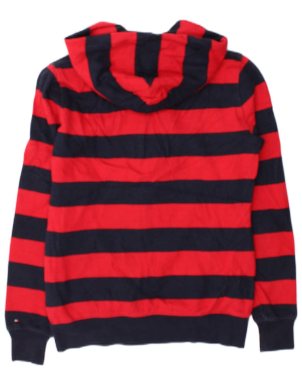 Tommy Hilfiger Pull à capuche zippé pour femme UK 10 Petit coton rayé rouge