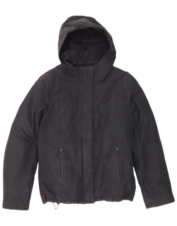 Woolrich Veste matelassée à capuche pour femme UK 14 Bleu marine moyen Coton