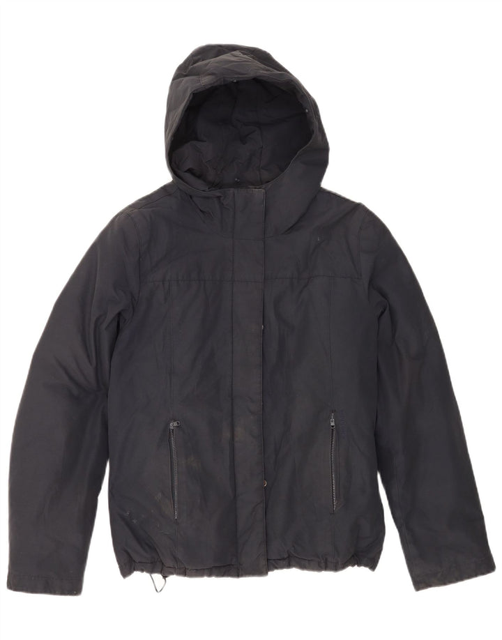 Woolrich Veste matelassée à capuche pour femme UK 14 Bleu marine moyen Coton