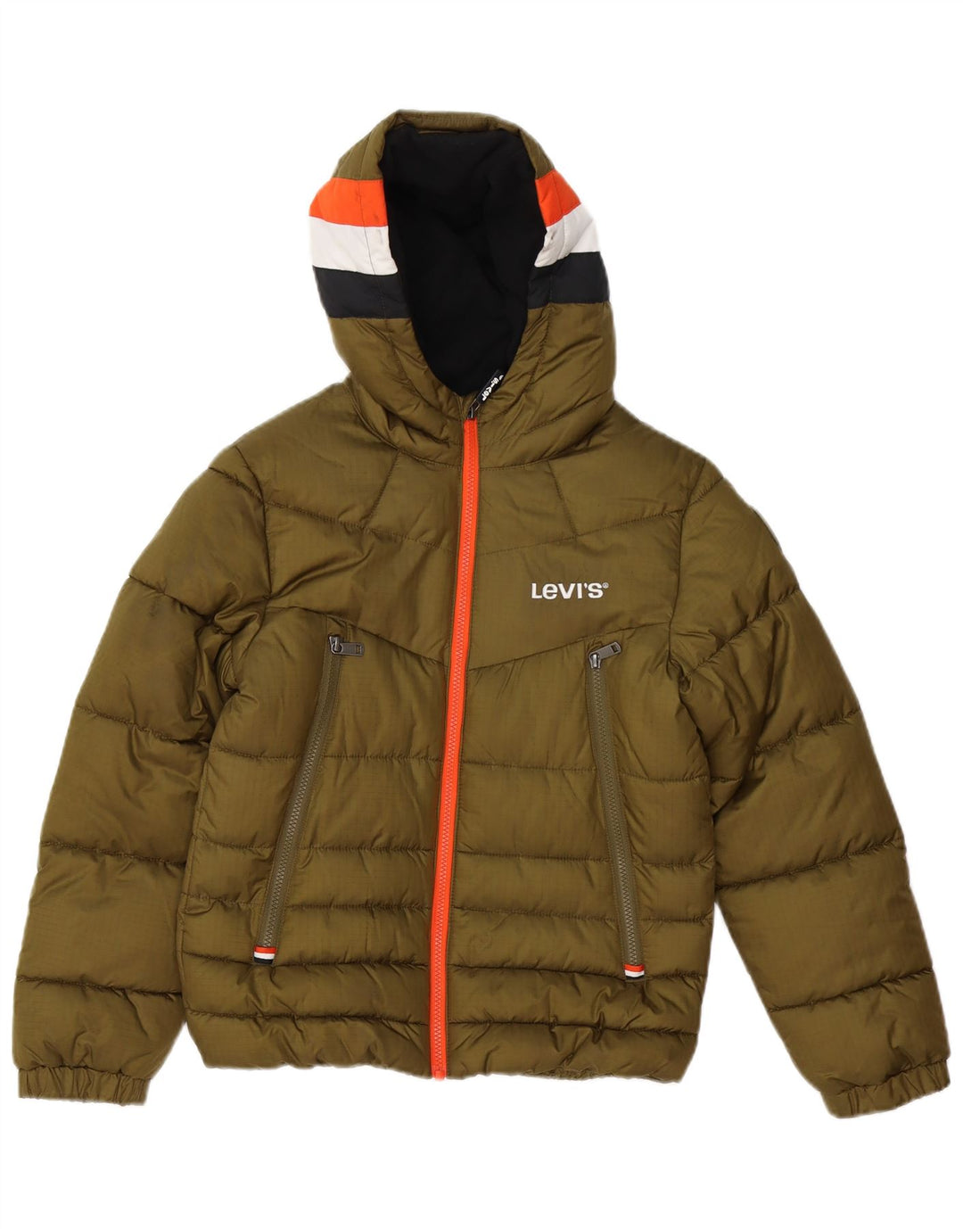 Levi's Veste matelassée à capuche pour garçon 11-12 ans Kaki Colourblock Polyester