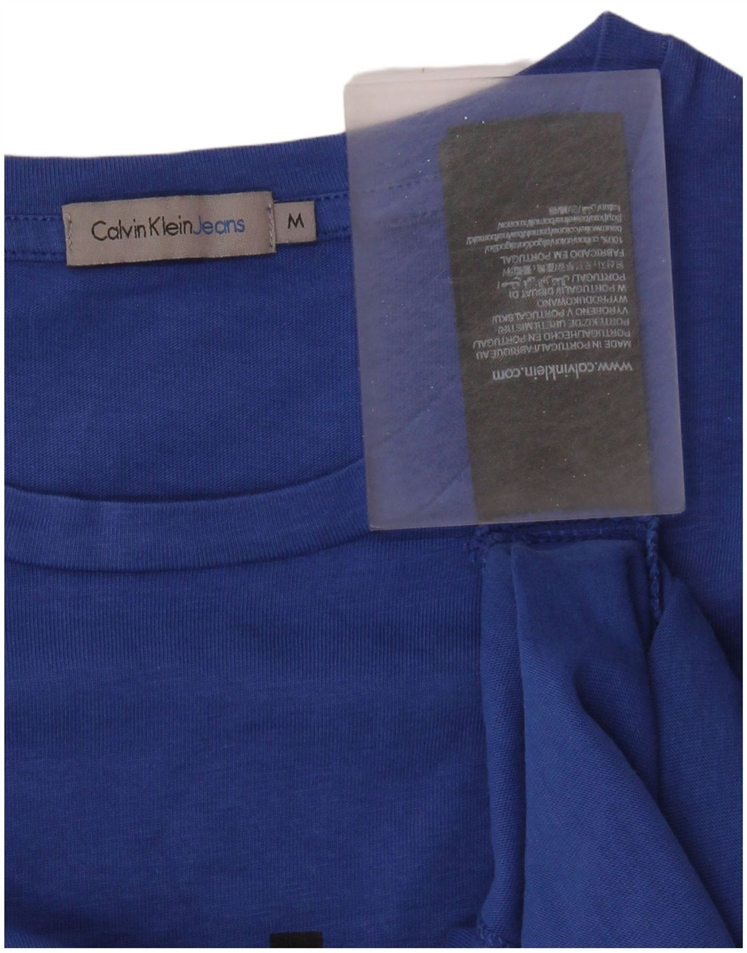 CALVIN KLEIN JEANS T-shirt graphique pour femme UK 12 Bleu moyen Coton