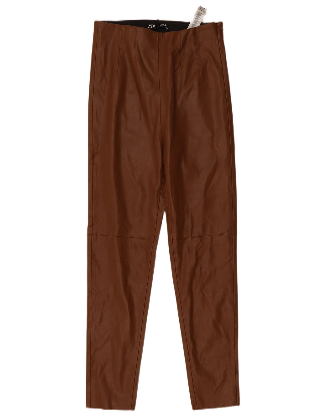 Zara Pantalon skinny en simili cuir pour femme Medium W28 L27 Marron Polyester