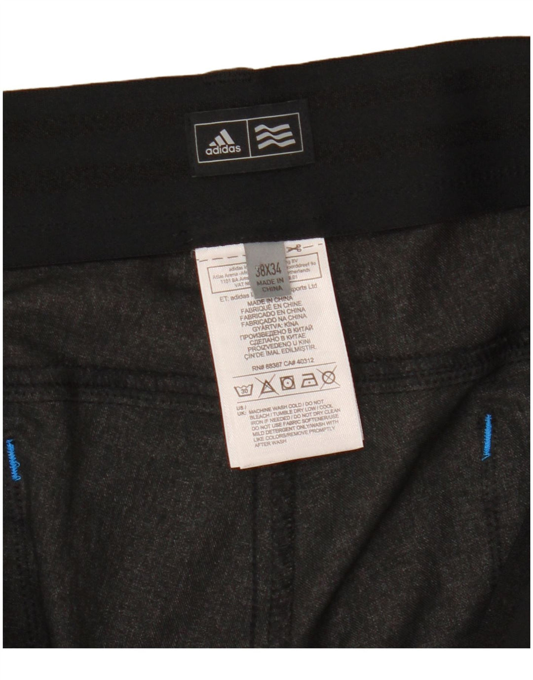 Adidas Pantalon décontracté droit pour homme W38 L34 Gris Polyester