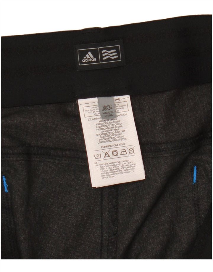 Adidas Pantalon décontracté droit pour homme W38 L34 Gris Polyester