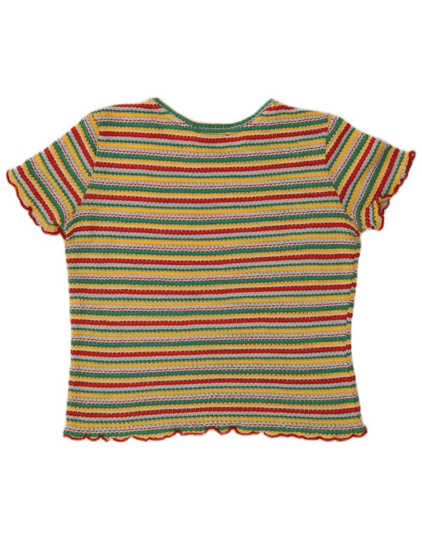 Zara Womens Crop T-Shirt Top UK 14 Grand Rayé Multicolore