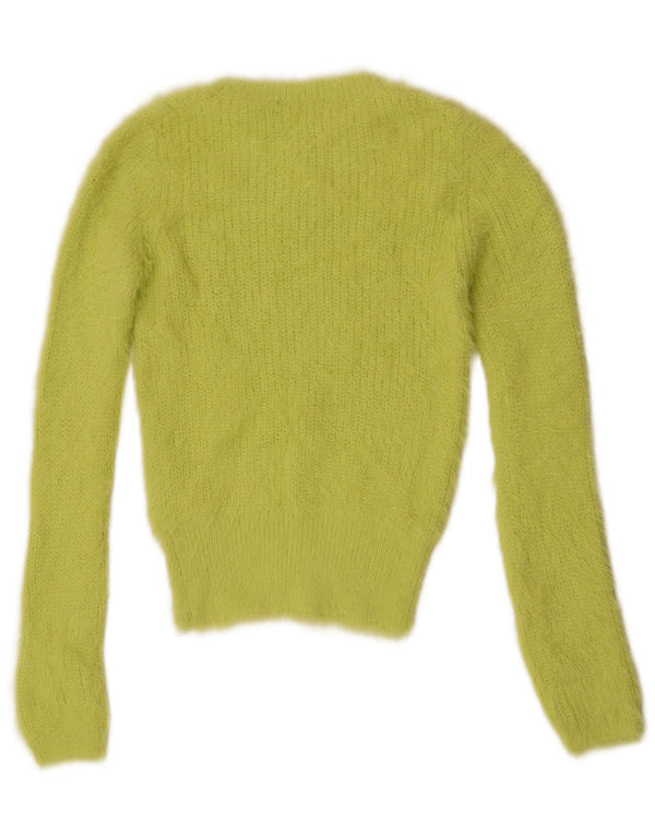 Zara Pull court à col bateau pour femme UK 10 Petit nylon vert