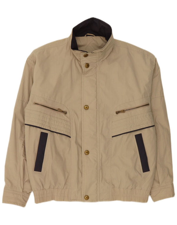 vintage Mens Bomber Jacket UK 42 XL Beige Colourblock Polyester