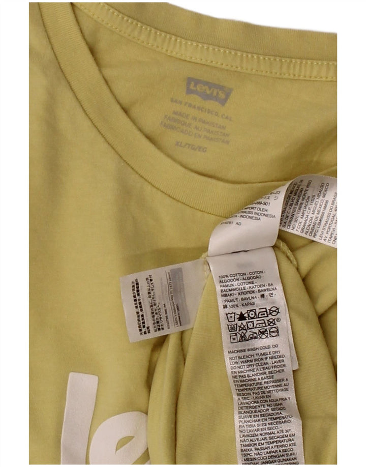 LEVI'S T-Shirt Graphique Femme UK 18 XL Jaune Coton