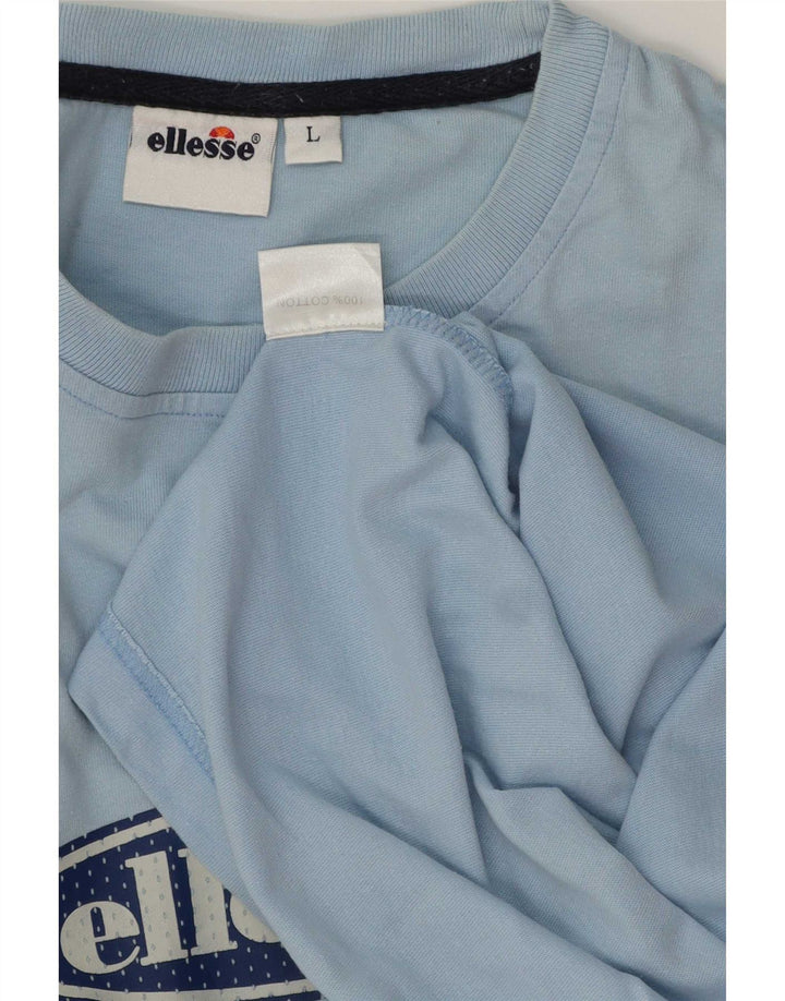 Ellesse Homme T-Shirt Graphique Haut Large Bleu Coton
