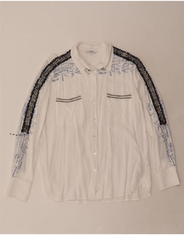 Desigual Chemisier graphique pour femme UK 10 Small Blanc Colorblock Viscose