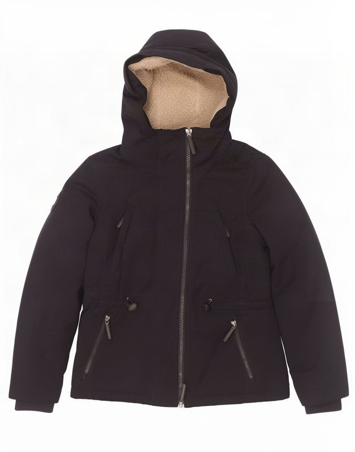 Superdry Veste coupe-vent à capuche Windparka pour femme UK 14 Bleu marine moyen