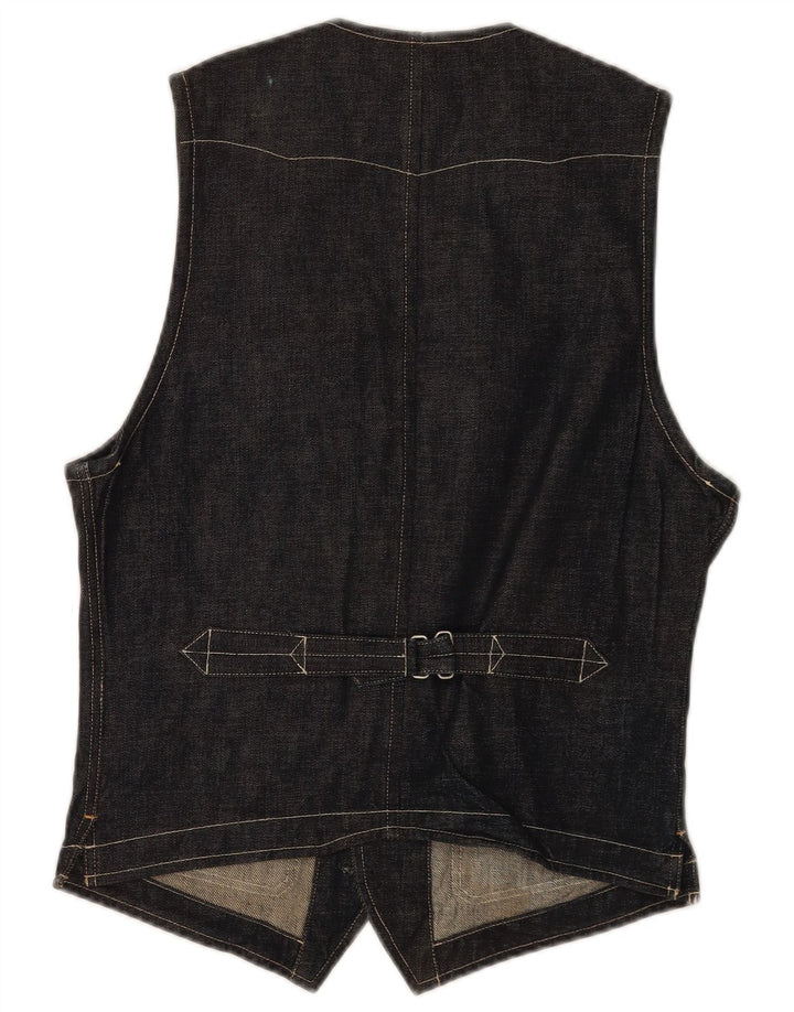 vintage Mens Denim Gilet Petit Bleu Marine