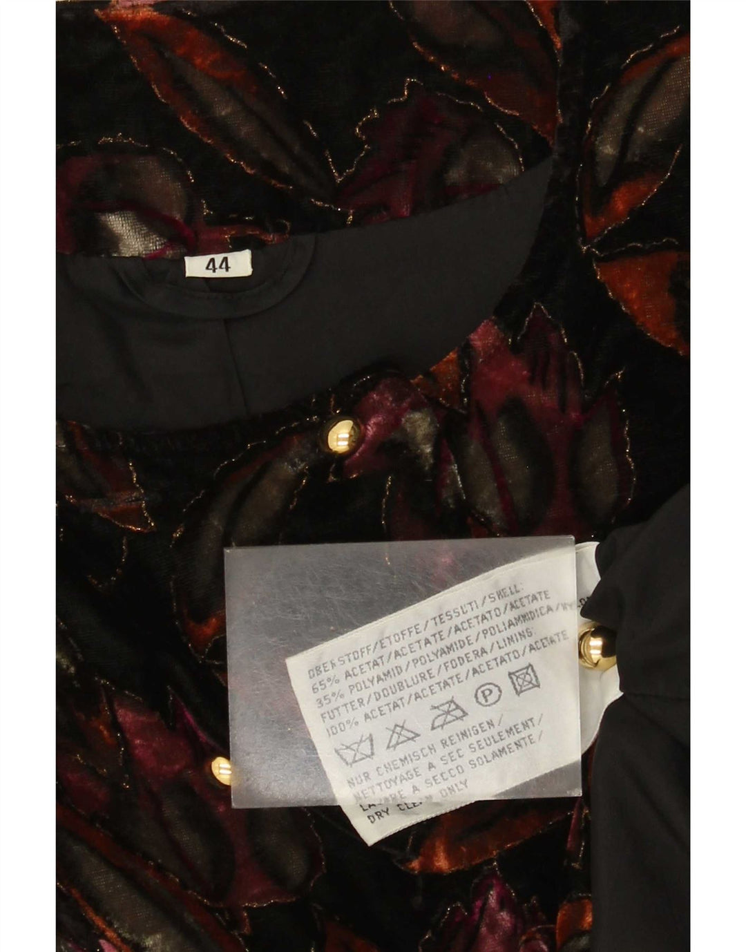 Veste Blazer Velours Femme Vintage IT 44 Moyen Multicolore Floral