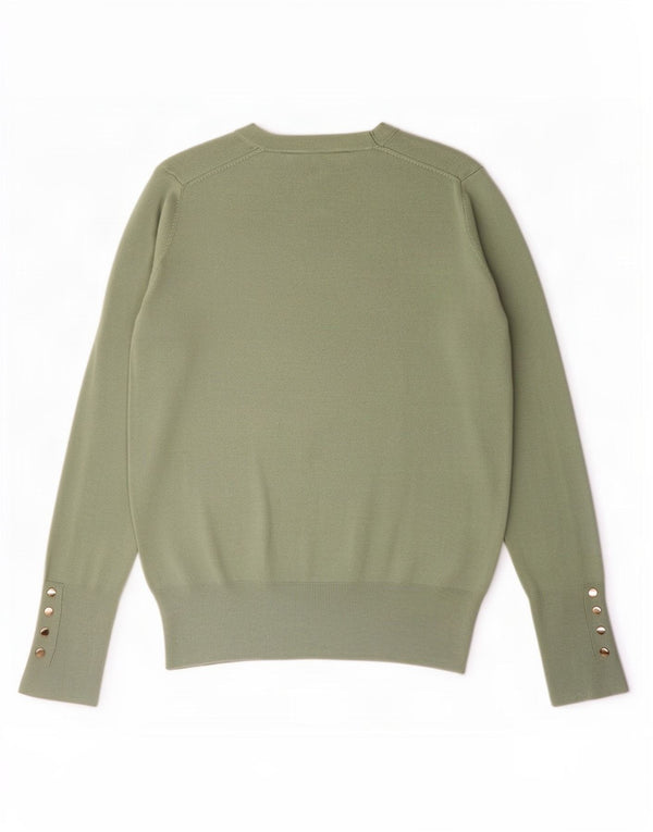 Zara Pull ras du cou pour femme UK 10 Small Vert Viscose