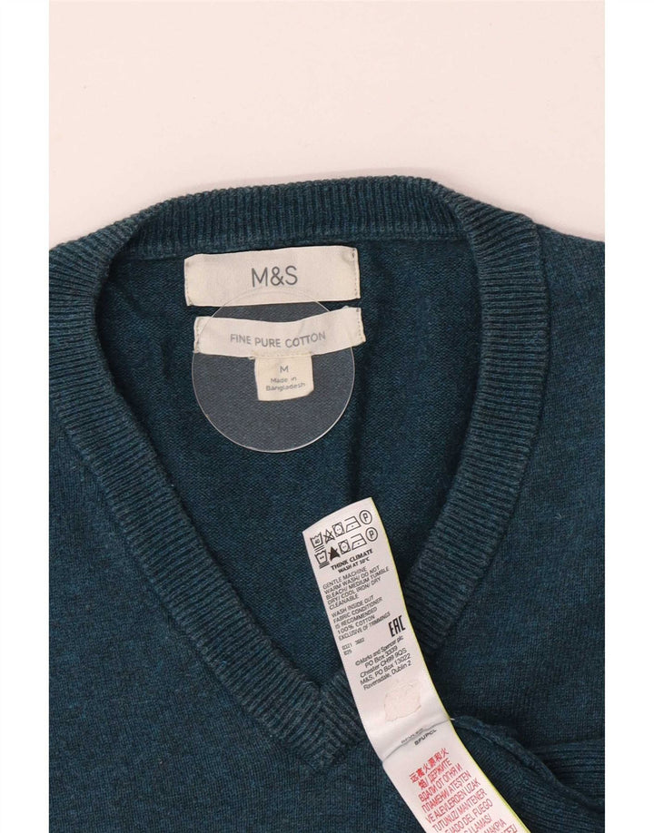 Marks & Spencer Pull Col V Homme Vert Moyen Coton