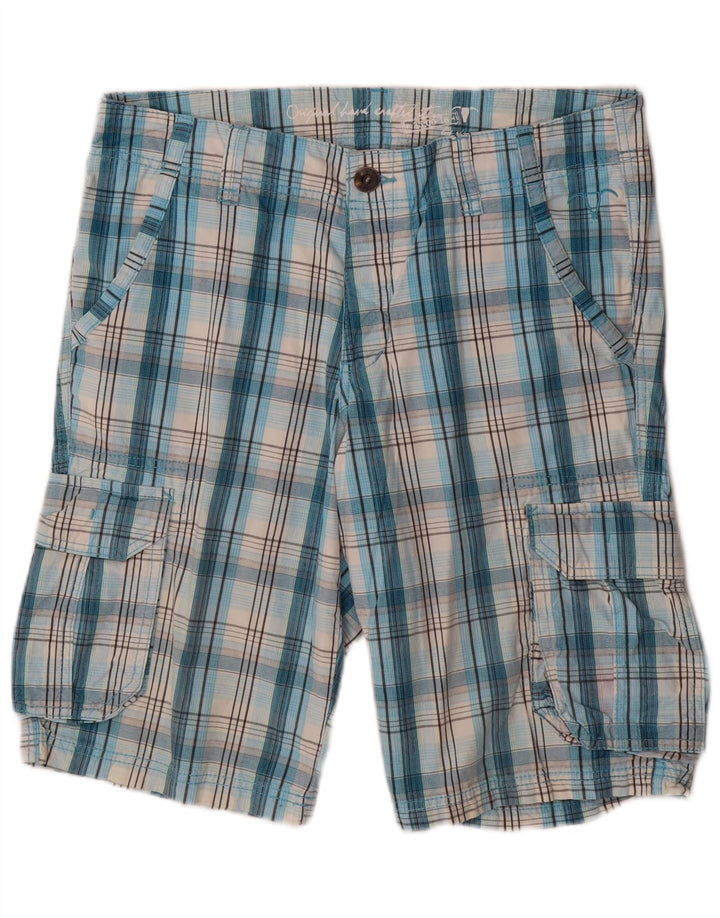 EDC Short cargo pour homme W34 Grand carreaux bleus