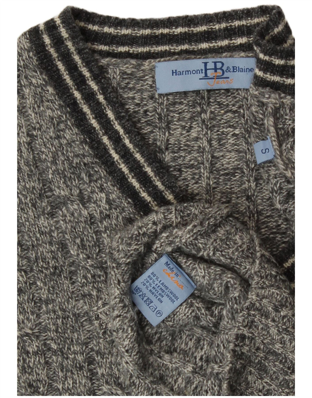 Harmont & Blaine Pull col V pour homme en laine d'agneau mouchetée Gris petit