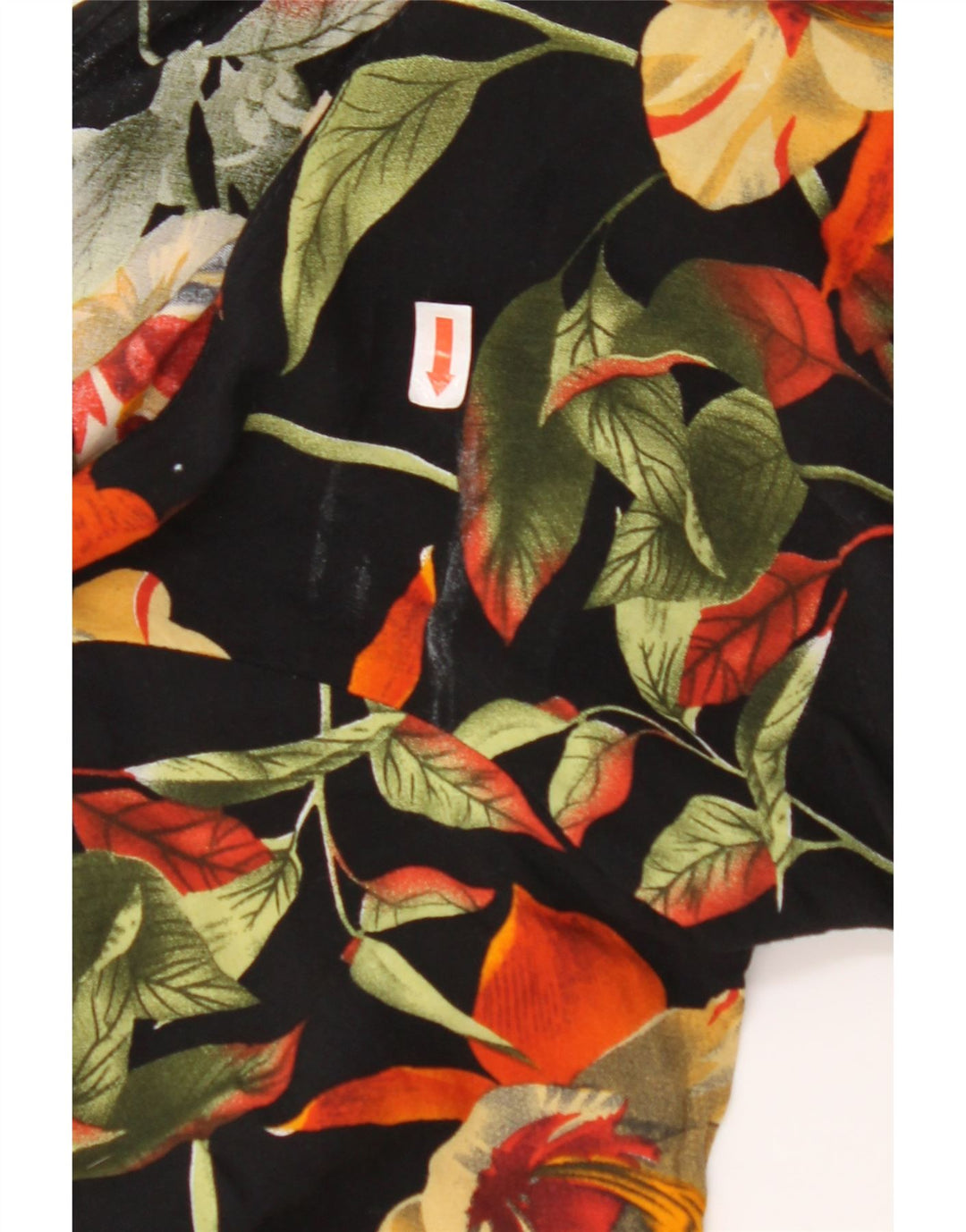 VINTAGE Femme Crop Shirt Blouse UK 12 Moyen Noir Floral Viscose