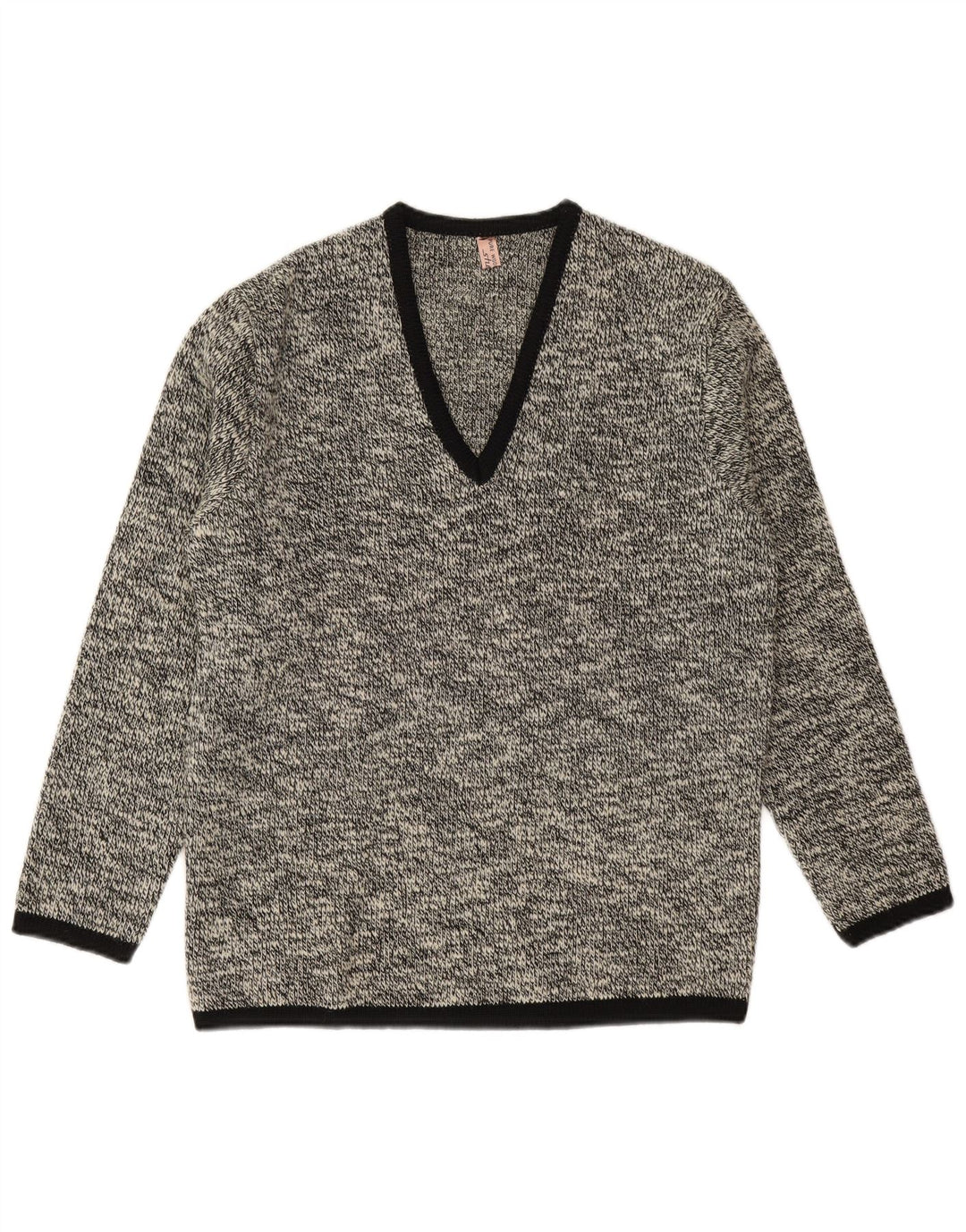 Shetland Pull col V pour homme en laine vierge mouchetée bleu marine